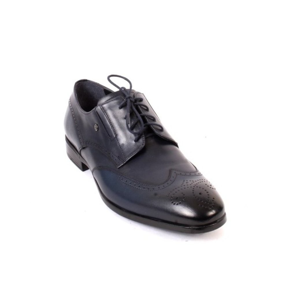 ROBERTO SERPENTINI 15110 Blue Leather Lace-Up Classic Shoes
